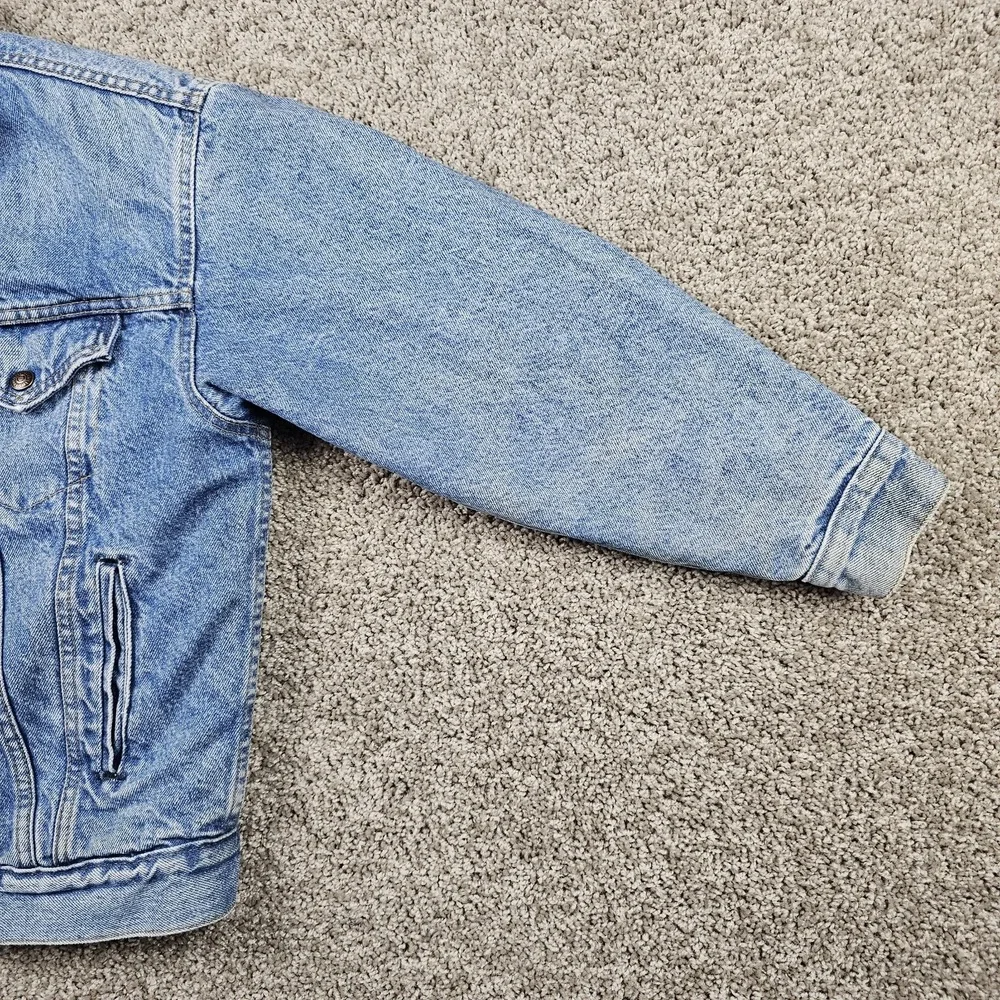 Vintage Levis Denim Sherpa Bomber Jacket Mens Large Blue USA 80s 57509